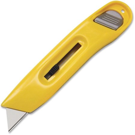 COSCO Utility Knife, Plastic, Retractable Blade, Yellow/Silver COS091467